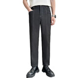 AIDASE  -  Imitate Denim Pant Men Streetwear Fashion Vintage Casual Open Line Vintage Ankle-length Pants Male Trousers aidase-shop