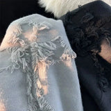 Aidase Y2k Streetwear Sweater Men New Retro Hole Fringed Sweater Loose Versatile Knitwear Pullovers Long Sleeve Jumpers Clothing aidase-shop