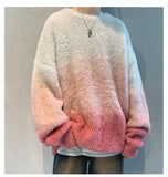 Aidase winter fits men 2024 Men Autumn Winter New Imitation Mink Sweater Top Male Gradient Round Neck Jumpers Mens Long Sleeve Warm Knitted Tops aidase-shop