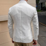 Aidase High Quality 100% Linen Italian Stylish Blazer Men Casual Breathable Half Lining Blazer Hombre Vintage Suit Jacket Pink White aidase-shop