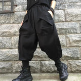 Aidase Harem Black Pants Women Baggy M-3XL Temper Big Pockets Unisex American Streetwear Teens Y2k Clothes Trousers Personal Pantalones