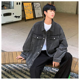 AIDASE  -  Korean Style Casual Men's Denim Jacket Turndown Collar Button Long Sleeve Spring Fall Casual Coat Couple College aidase-shop