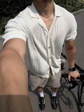 AIDASE  -  Trendy Men's Slim Knitting Shirts 2025 Summer Outdoor Casual Breathable Knit Cardigans Men Vintage Lapel Button Short Sleeve Top aidase-shop