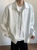 AIDASE  -  Trendy Men's Jacquard Textured Shirt Tops Spring Autumn Outdoor Casual Buttoned Lapel Cardigans Men Stylish Solid Color Shirts aidase-shop