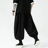 Aidase Summer Men Wide Leg Pants Men Dark Wind Solid Color Casual Pants Japanese Styles Harun Pants Men Cotton Linen Lantern Pants