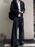 AIDASE  -  Japanese Style Men's Casual Pants Loose Fit Straight Leg Drapey Button Detailing Spring Autumn New Arrival aidase-shop
