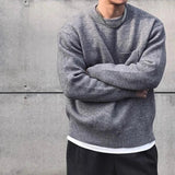 AIDASE  -  Fashion Autumn Winter Men's Solid Color Casual Trendy Simple Basic Loose Pocket Knitted Sweater Pullovers Male Clothes Tops aidase-shop