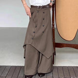 AIDASE  -  Korean Retro Trousers Skirt Solid Button Top Japanese Style New Men Women Irregular Design Pants Oversized Hakama Aesthetic aidase-shop