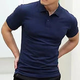 AIDASE  -  Male With Collar Tee White Tops Skinny Polo Shirts Plain Mens T-shirt Gym Muscles Smooth Men's Clothing Comfortable Casual Xl aidase-shop