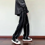 AIDASE  -  High Street Men's Jeans Striped Contrast Color Patchwork Design Loose Versatile Fashion Handsome Straight Leg Pants 21E6536 aidase-shop