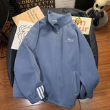 Aidase Zipper High Street Sweatshirt for Men Women Hong Kong Style Stand-Up Collar Korean Trendy Lovers Oversize Casual Sports Jacket