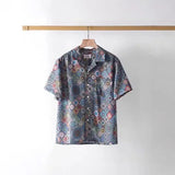 AIDASE  -  Bohemian Style Men's Short Sleeve Shirt Fashionable Summer Design Trendy Polyester Blend Machine Washable Anti-Wrinkle Wear aidase-shop