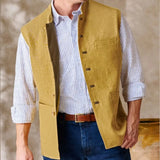 44.59Aidase Men Vests Sleeveless  Stand Up Collar Single Breasted Solid Color Lightweight Cardigan High Quality Male Outerwear chaleco aidase-shop