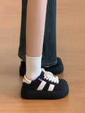AIDASE  -  Woman Casual Sneakers Spring Fashion Round Toe Lace Up Platform Height Increase Flat Shoes Outdoor Trendy Versatile Chunky Flats aidase-shop