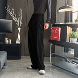 AIDASE  -  Men Pants Solid Color Button Joggers Loose Casual Wide Leg Trousers Men Streetwear 2025 Pleated Fashion Long Pants S-5XL aidase-shop