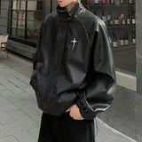 AIDASE  -  2025 New Fashion Men Jacket PU Leather Design Stand Collar Long Sleeve Zipper Male Coats Stylish Handsome Menswear 21E6325 aidase-shop