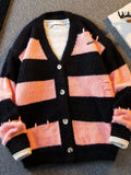 Aidase 2024 Men's Winter Vintage V-neck Striped Sweater Jackets Male Loose Cardigan Outerwear Men Long Sleeve Knitted Coats aidase-shop