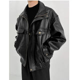 AIDASE  -  American Retro Heavyweight Men's Motorcycle Jacket Loose Flight Stylish Leather Coat Spring Autumn Trendy Brand Casual Outerwear aidase-shop