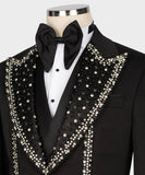 Aidase Luxury Men Wedding Suits Crystal Peaked Lapel Single Breasted Tuxedos Groom Business Party 2 Psc Blazer Pants Custom Made aidase-shop