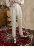 AIDASE  -  Seersucker Naples Suit Trousers Mens British Stylish High-waisted Belt Design Straight Pants Summer Slim Business Casual Pants aidase-shop