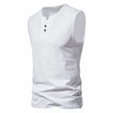 AIDASE  -  Men's Wide Shoulder Vest for Foreign Trade, Henry Collar Sleeveless T-shirt, Cotton Shirt, Camisole, Casual T-shirt for Men aidase-shop