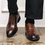 AIDASE  -  Rubber Quality Anti Slip Wear-resistant Sole Men Leather Shoes Fashionable Breathable Low Top Business Office Formal Shoes aidase-shop