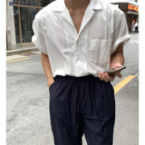 AIDASE  -  Men's Vintage Camp Collar Short Sleeve Shirt - Relaxed Fit Lightweight Oversized Summer Casual Top Breathable Beach & Streetwear