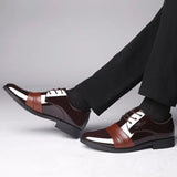 Aidase Social Shoe for Men Casual Business Patent Leather Dress Shoes Man Bright Upper Pointed Toe Trend Office Suit Footwear New aidase-shop