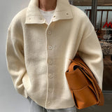 Aidase Winter Clothing Men's Luxury Knitted Jacquard Turtleneck Cardigan Sweatercoat Long Sleeve Casual Buttons Solid Color Coat aidase-shop