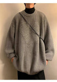 AIDASE  -  Casual Men Knitwear Sweater Square Block Jacquard Patchwork Design Long Sleeve Round Neck Solid Color Pullovers 21E7644 aidase-shop