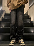 Aidase Y2K Star Embroidery Casual Men Jeans Gothic Neutral Wide Leg Denim Trousers Male Loose Hip-hop Fashion Youth Streetwear