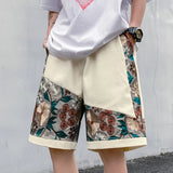 Aidase Vintage Embroidered Floral Shorts Men's Summer Casual Five-part Pants Hip-hop Male Bottoms Large Size Sports Short Pants