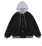 Aidase Men&Women Hooded Jacket Ins Hip Hop Waffle Fake Two-piece Windproof Streetwear Unisex Baseball Uniform Youth Male Bomber Jacket aidase-shop