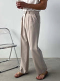 AIDASE  -  Trendy Straight Leg Loose Fit Casual Pants for Men Spring Summer New Arrival Korean Sle Pure Color Thin Double Pleat Long Pant aidase-shop