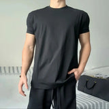 AIDASE  -  Muscle-Building Boxy ort-Sve T-irt for Men American Sle Small Collar Fitn Decosition f Sve aidase-shop