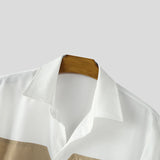 AIDASE  -  Men Shirt Patchwork Lapel Short Sleeve Lace Up Casual Men Clothing With Belt Streetwear 2025 Fashion Male Shirts Tops aidase-shop