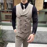 Aidase High Quality Autumn Double Breasted Suit Vest Men Business Formal Sleeveless Vest Slim Fit Wedding Groom Banquet Party Waistcoat aidase-shop