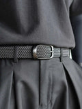 AIDASE  -  Weaving Belt Men's Fashionable Belt for Young Adults Casual Multifunctional Canvas Pants Belt with Elastic Golf Studs Fabric Lea aidase-shop