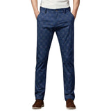 AIDASE  -  Open for Men Mens Suit Pants Mens Stretch Skinny Flat Front Casual Slim Fit Business Dress Lattice Pants aidase-shop