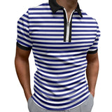 AIDASE  -  Male Summer Striped Splice Print T Shirt Turn Down Short Sleeve Tops T Shirt Mens Small T Shirts Male Tshirt Summer Ropa Hombre aidase-shop