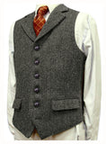Aidase Herringbone Men's Vests V Neck Boutique Herringbone Wool Tweed Slim Fit Waistcoat Casual Formal Business Groomman for Wedding aidase-shop