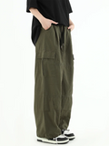 AIDASE  -  100% Cotton Men Cargo Pants Japanese Hip Hop Vintage Wide Leg Straight Regulate Trouser Leg Big Pocket Y2K Drawstring Bloomers aidase-shop
