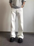 AIDASE  -  Loose Straight American Style Men's Jeans White Casual Long Trousers Simple Workwear Japanese Trendy Brand Loose Fit Jeans aidase-shop