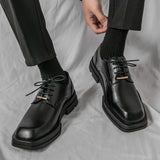 58.1Aidase New Men Square Toe Patent Black White Leather Loafers Male Platform Dress Shoes Vintage Chunky Heel Party Shoes Men Formal Shoes aidase-shop