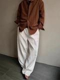 AIDASE  -  Breathable Ice Silk Ribbed Trousers Mens Summer New Casual Straight Pants Men Stylish Striped Textured Pants Old Money Aesthetic aidase-shop