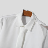 Aidase  2025 New French Style Shirt For Men Spring Summer Long Sleeve Top With Tie Fashion Mesh Patchwork Banquet Gentleman Shirts