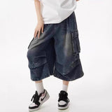 AIDASE  -  Summer Men's Multi-Pocket Solid Color Seven-Point Jeans American Retro Fashion Trend Street Hip-Hop Casual Loose Men's Bottoms aidase-shop