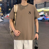 AIDASE  -  Men's T-Shirt 2025 Summer Trendy Personalized Letter Print Design Short Sleeve Round Neck Tees Versatile Menswear aidase-shop