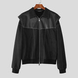 AIDASE  -  Men Jackets Patchwork Lapel Long Sleeve Zipper Fashion Male Coats Streetwear Fashion Casual Male Jackets Outerwear S-5XL aidase-shop