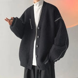 Aidase White Crewneck Man Clothes Black Knitted Sweaters for Men Cardigan Round Collar Ugly Old Order Trend Street Overfit S Neck